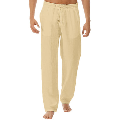 Men's Simple Fashion Solid Color Casual Cotton Linen Trousers