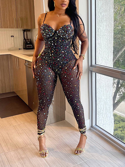 Women's Gemstone Mesh Jumpsuit