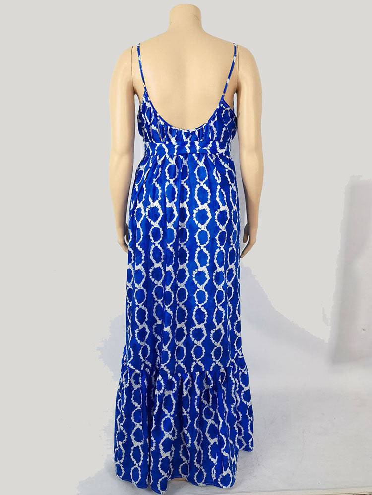 Women's Backless Print Sling Dress