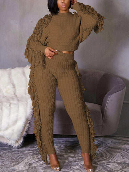 Knitted Tassel Outfit Set