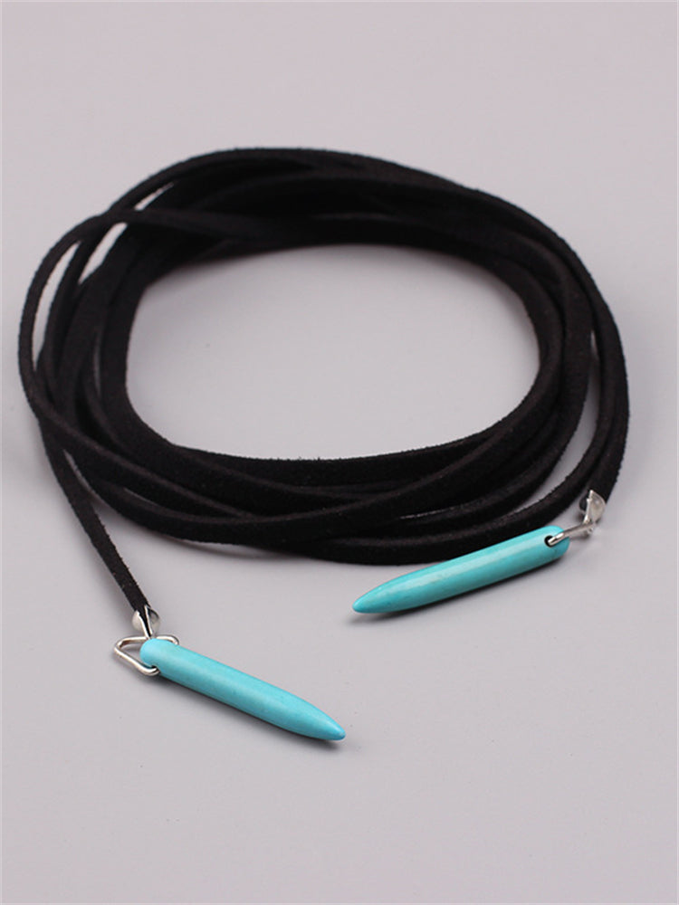 Western Turquoise Pendant Leather Necklace