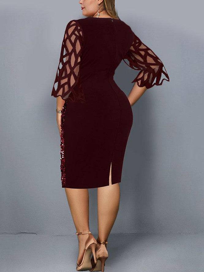 Women's Sequin Embellish Quarter Sleeve Dress