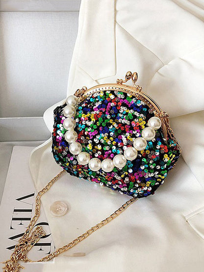 Women's Sequin Pearl Evening Mini Bag