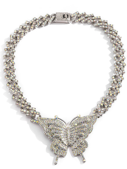 Women's Butterfly Rhinestone Necklace