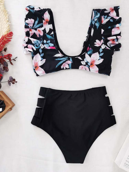 Floral Ruffle Bikini Set