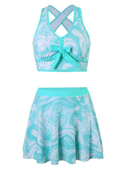 Printed Skirt Swimsuit