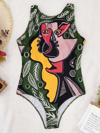 Abstract Painting One Piece Swimsuit