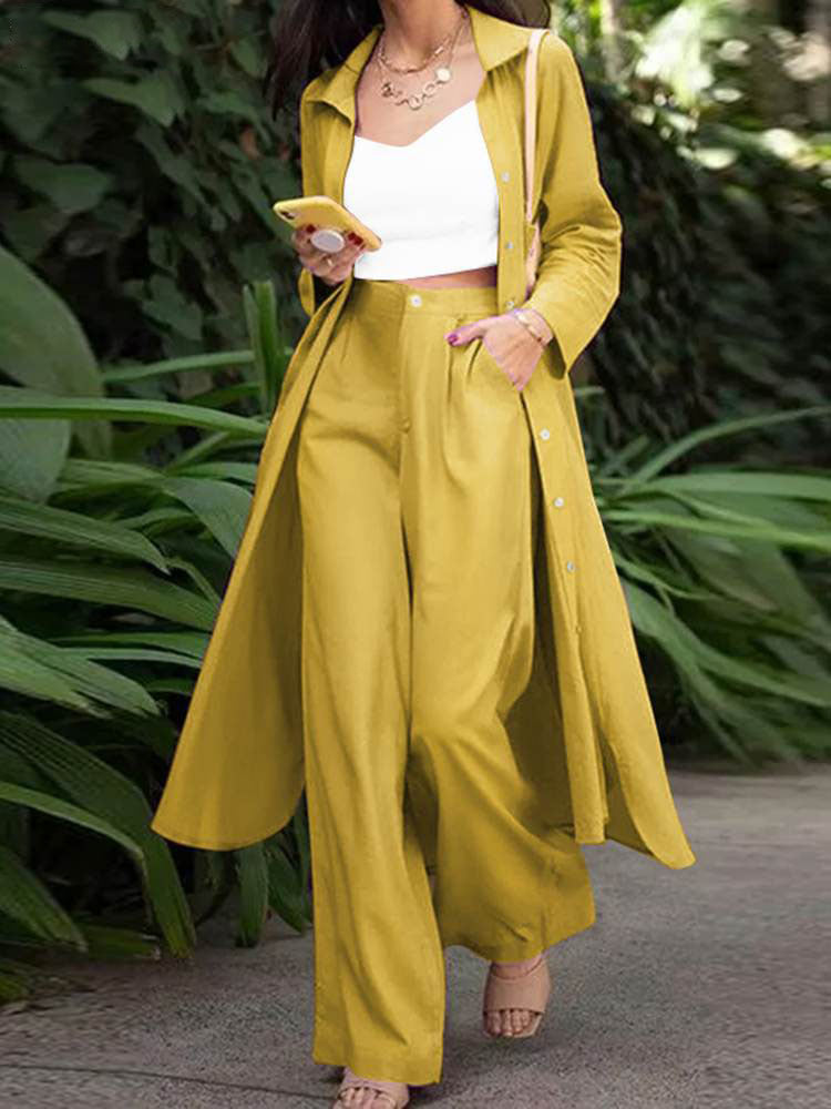 Women Suits Matching Sets Solid Loose Pant Sets Casual