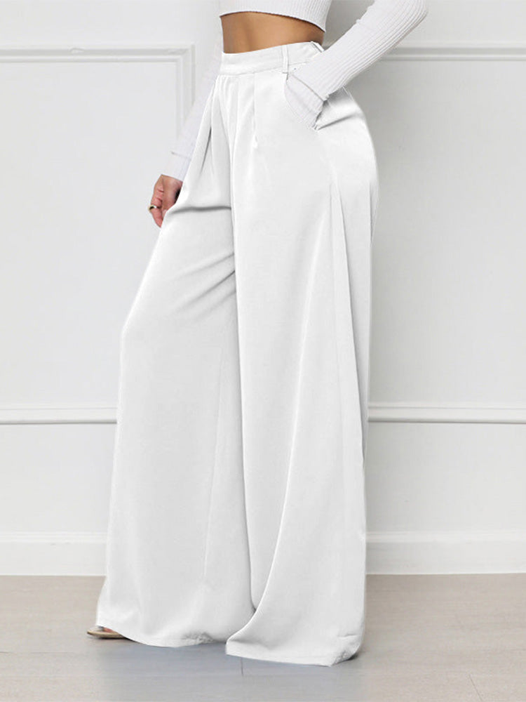 High Waist Pocket Wide Pants