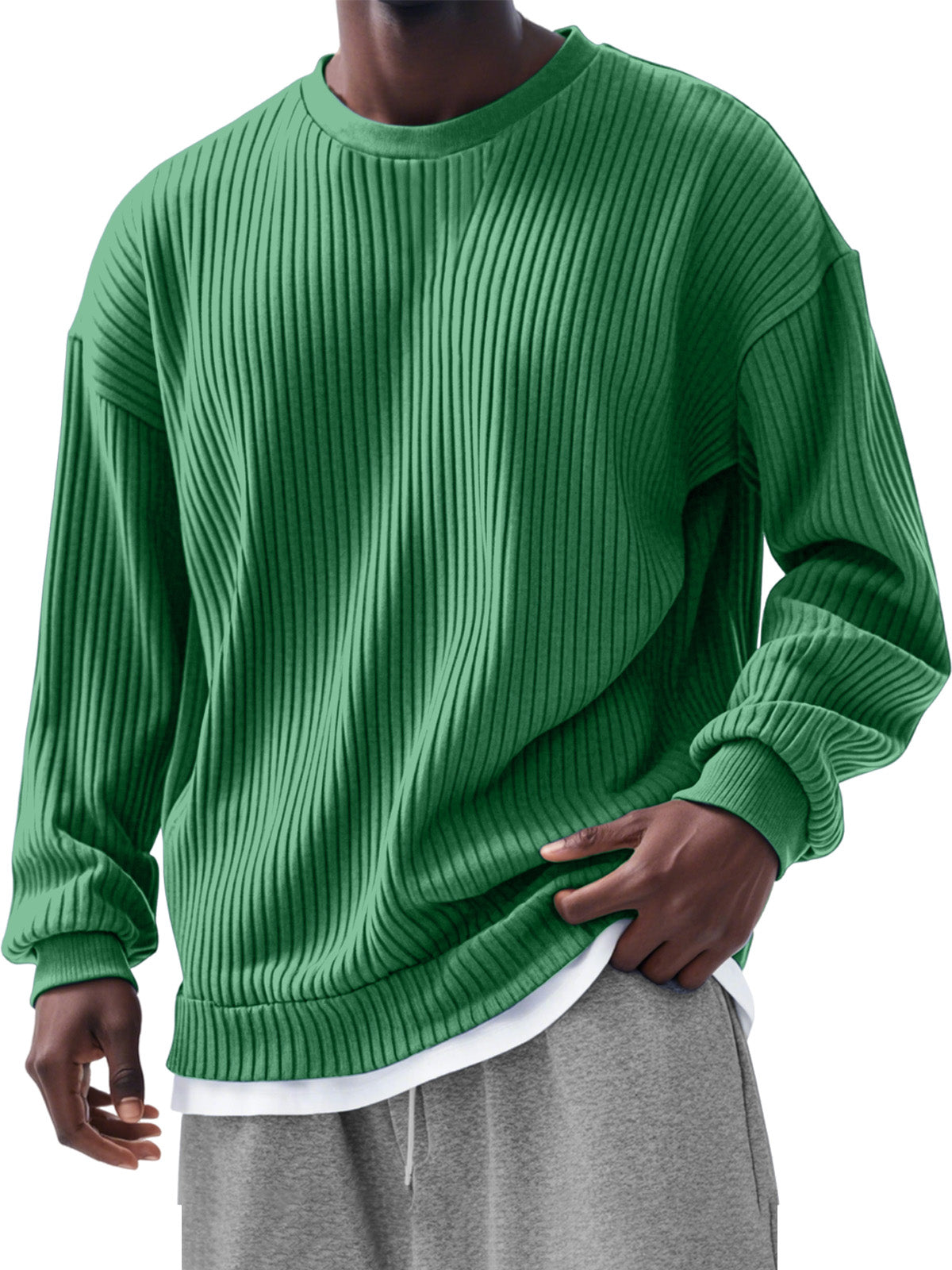 Men's Casual Solid Color Pit Long Sleeve T-Shirt