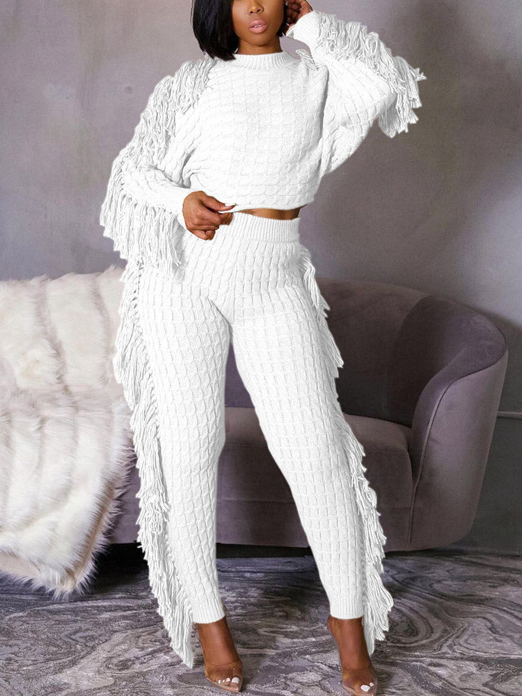 Knitted Tassel Outfit Set