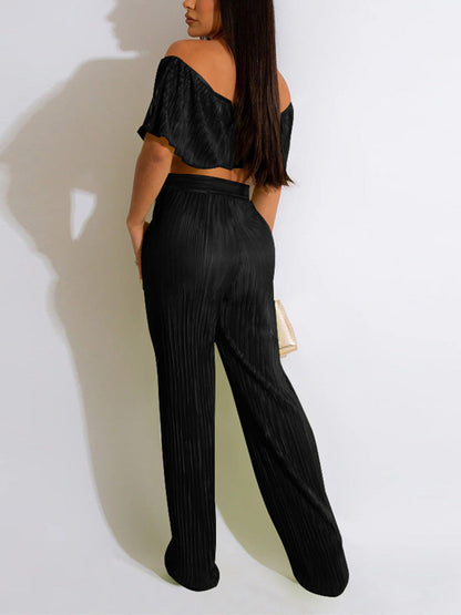 Off Shoulder Pleated 2PC Set