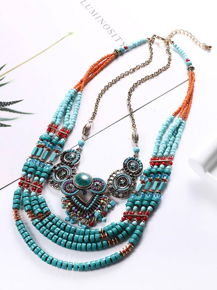 Women's Bohemian Style Hand Beaded Necklace