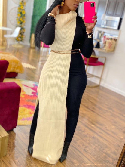 Slit Turtleneck Knitted Top