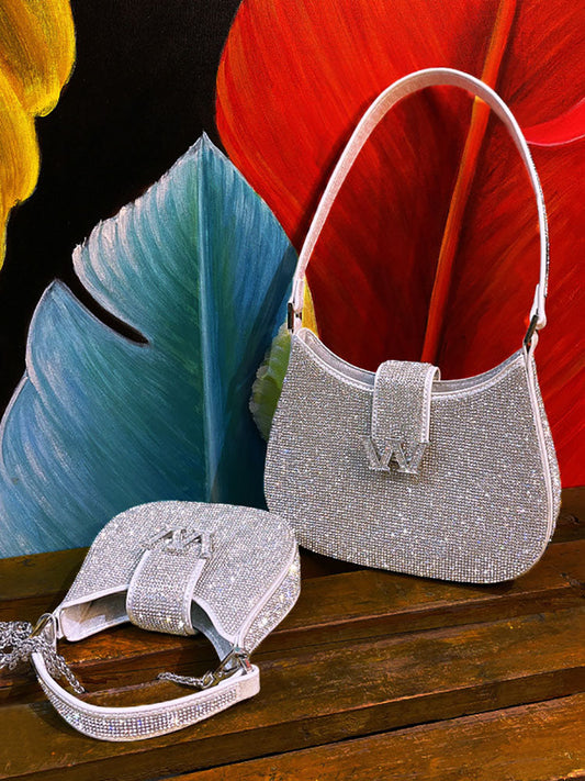 Women's Rhinestone Saddle Shoulder Bag