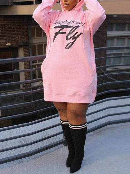 Women's Letter Print Hoodie Dress