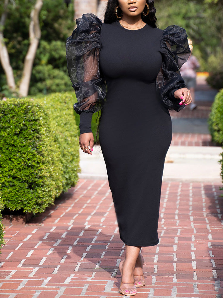 Elegant Puff Sleeve Maxi Dresses