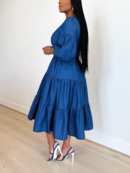 Ruffle Denim Dress