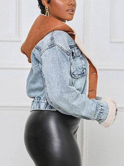 Hoodie Denim Faux Fur Jacket