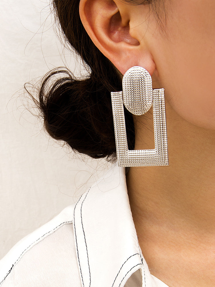 Women's Square Dangling Hollow Earrings