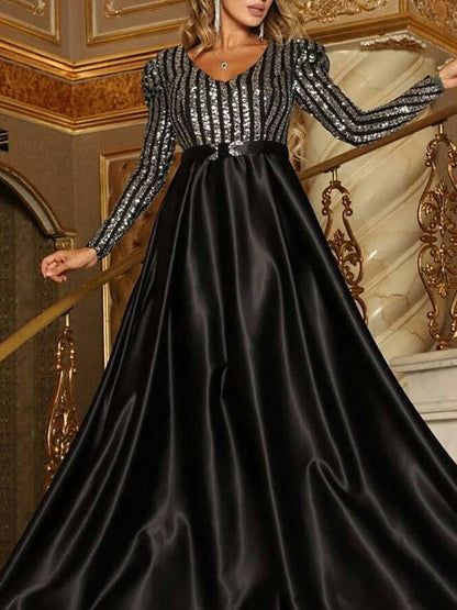 Women's Elegant Sequined Satin Dress