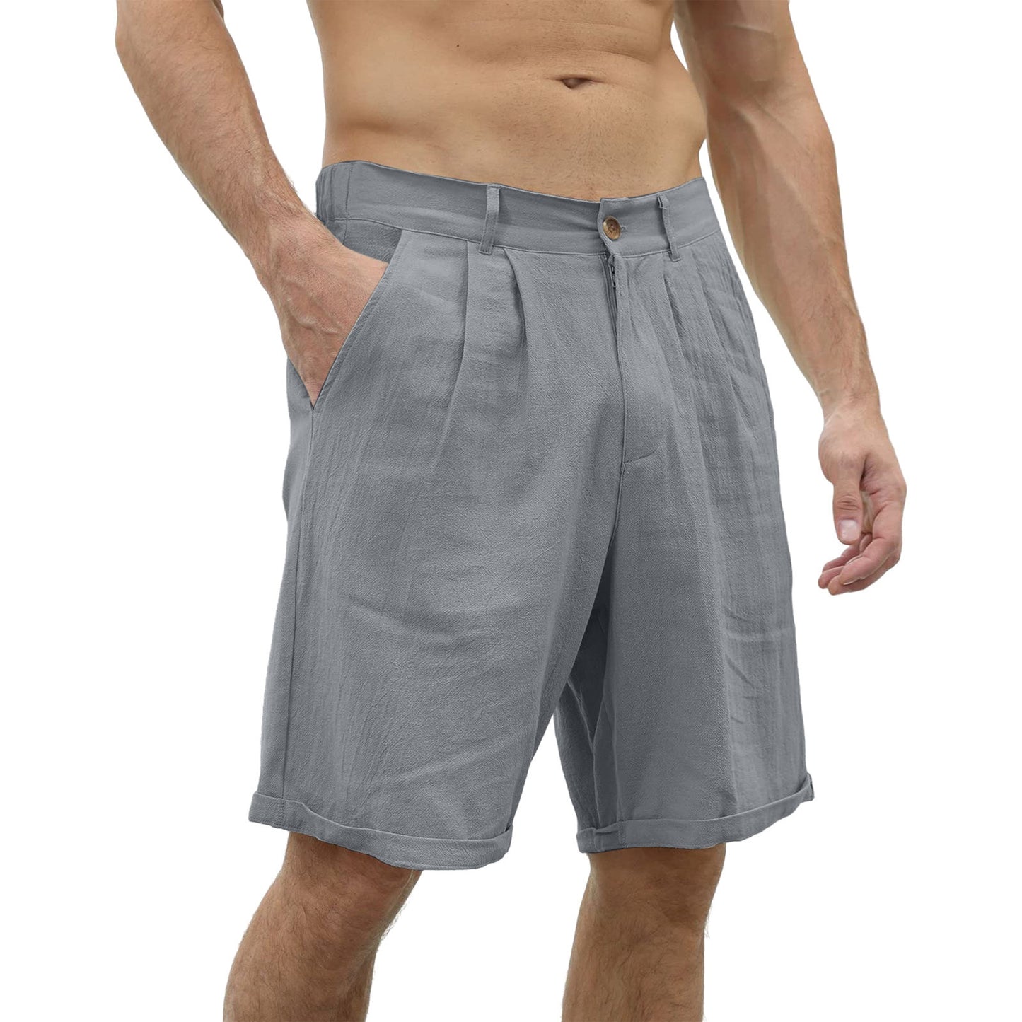 Men's Cotton Linen Beach Casual Shorts