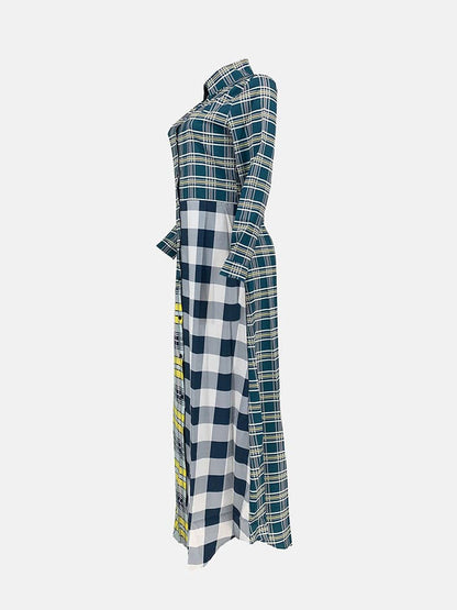 Plaid Turndown Collar Dresses Coat