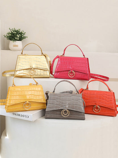 Women's Crocodile Embossed Satchel Square Bag