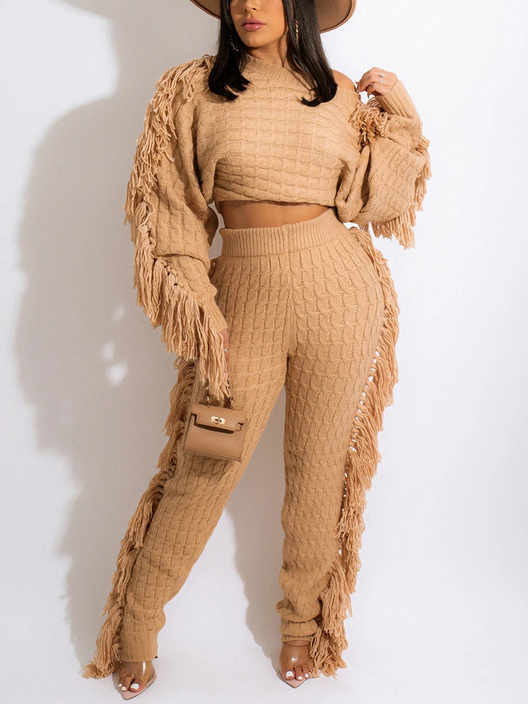 Knitted Tassel Outfit Set