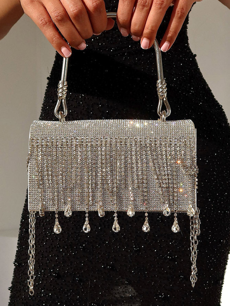 Women's Rhinestone Fringe Clutch