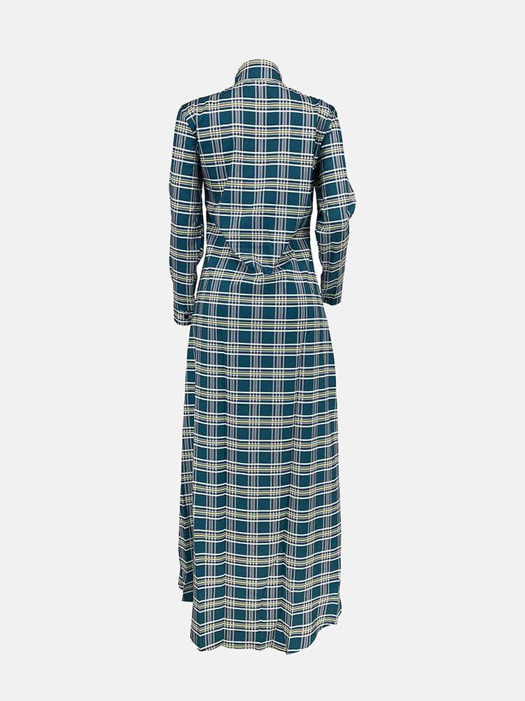 Plaid Turndown Collar Dresses Coat