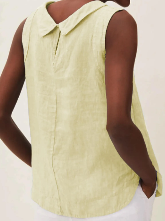 Linen Short-sleeved Blouse With A Round Neck