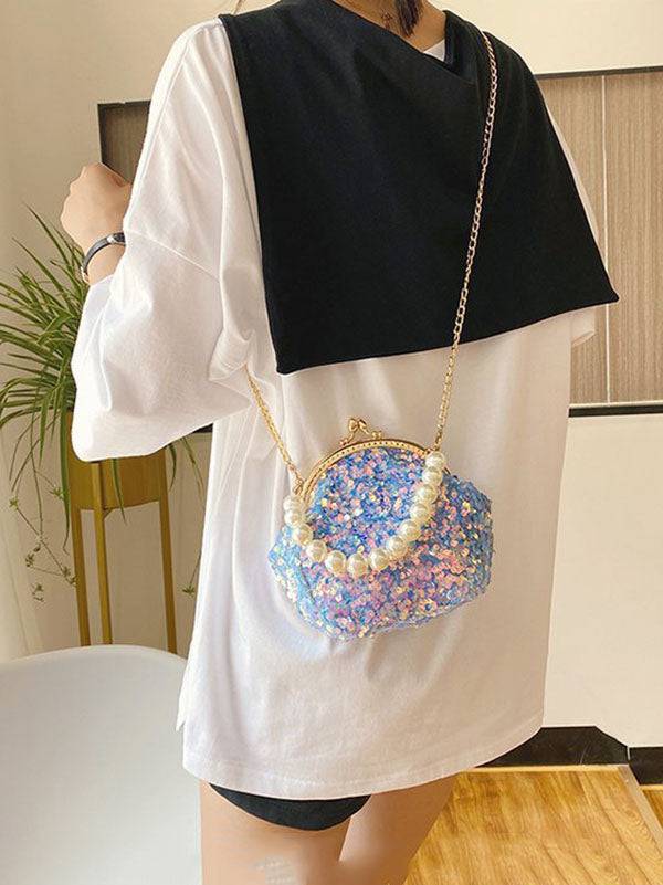 Women's Sequin Pearl Evening Mini Bag