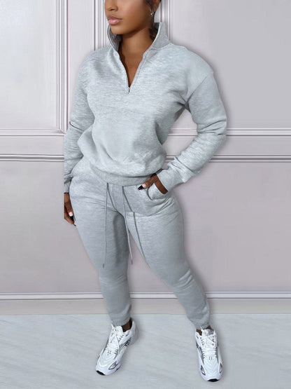 Zip-Front Sweatshirt & Jogger Pants Set