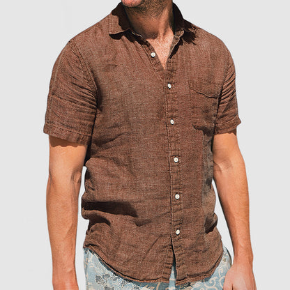 Men's Soft Two-tone Cotton Linen Shirt