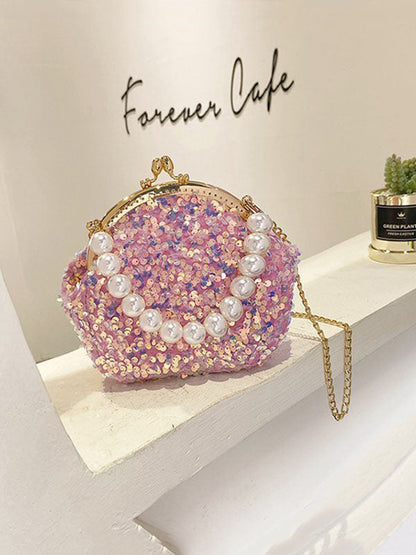 Women's Sequin Pearl Evening Mini Bag