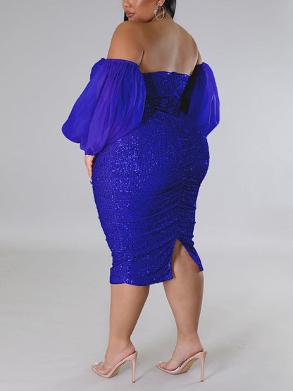 Women's Sequin Tube Midi Holiday Dress