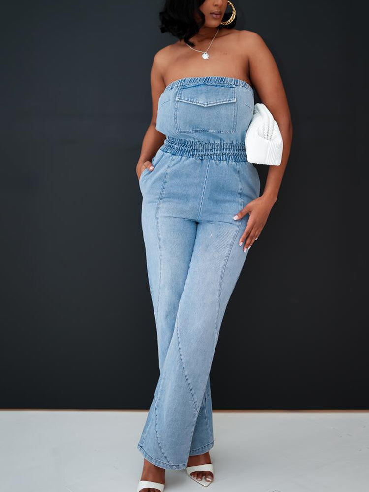 Tube Denim Jumpsuit