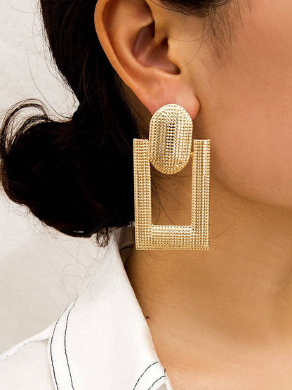 Women's Square Dangling Hollow Earrings