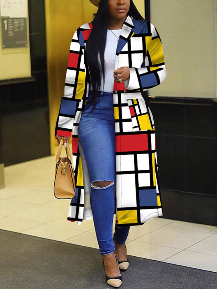 Plaid Print Multicolor Coat