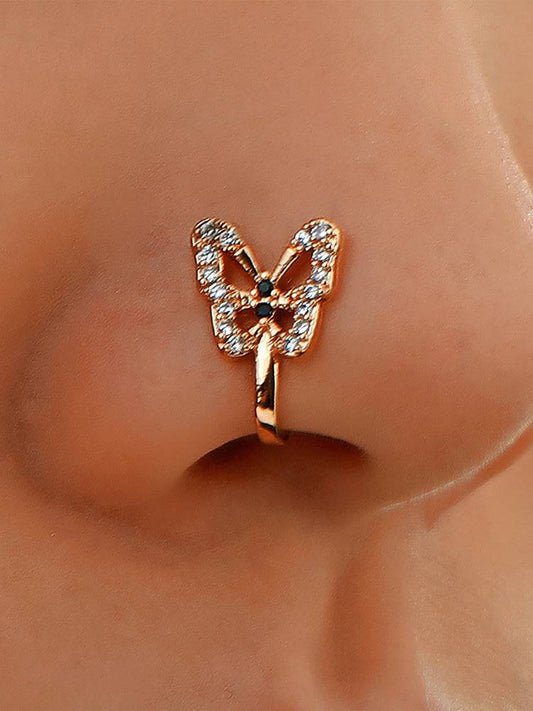 Women's U-shaped Butterfly Nose Ring