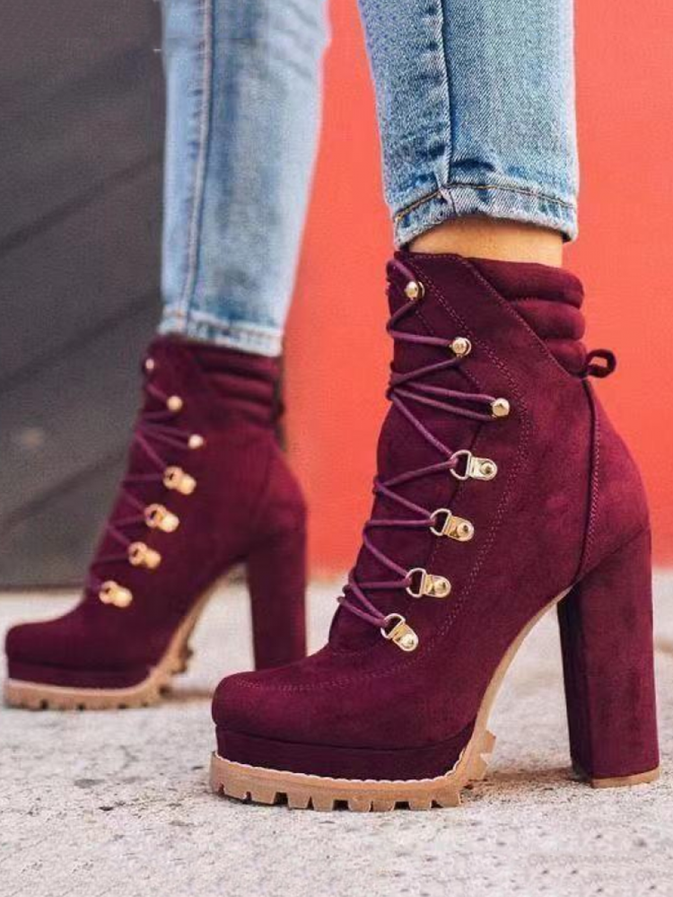 Suede Chunky Heel Booties