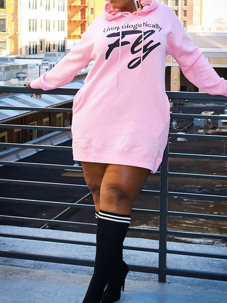 Women's Letter Print Hoodie Dress