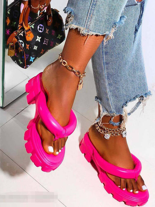 Chunky Sole Thong Strap Sandals