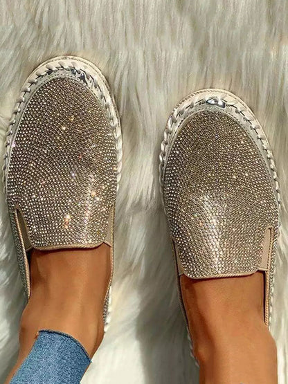 Rhinestone Platform Slip On Shoes