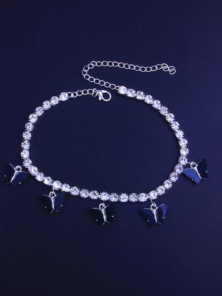 Women's Butterfly Rhinestone Anklet