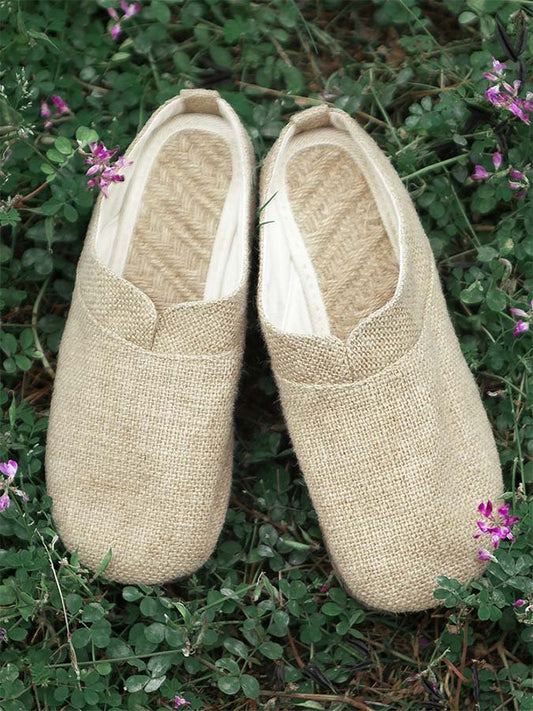 linen simple couple slippers