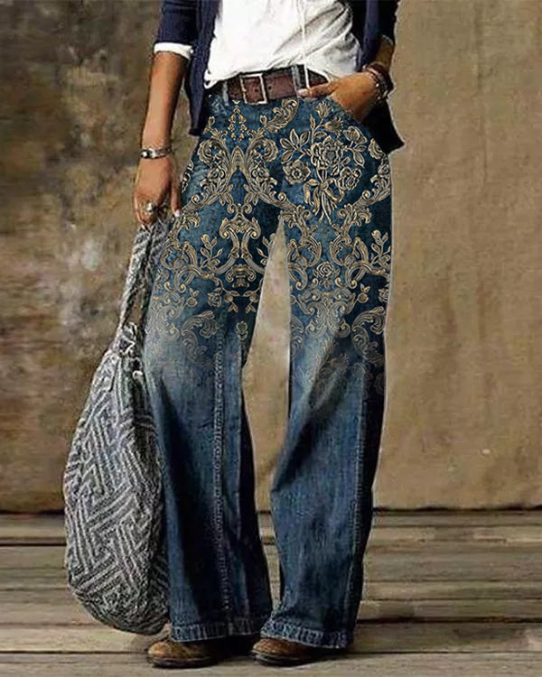 Vintage Antique Totem Floral Pants