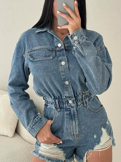 Distressed Denim Romper