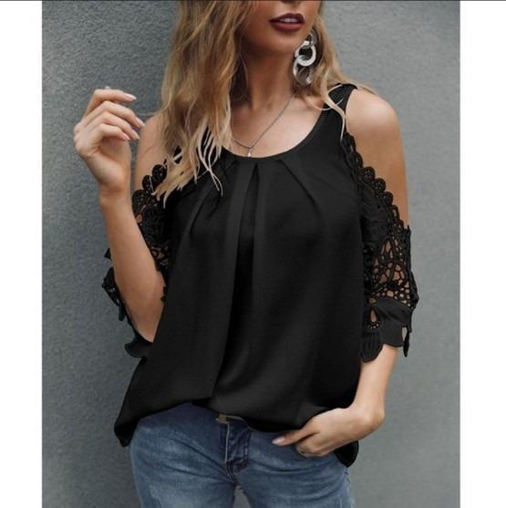 Woman's Lace Stitching Hollow Blouse